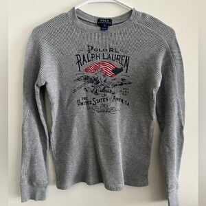 Polo Ralph Lauren Boys Grey Waffle Knit Long Sleeve Shirt